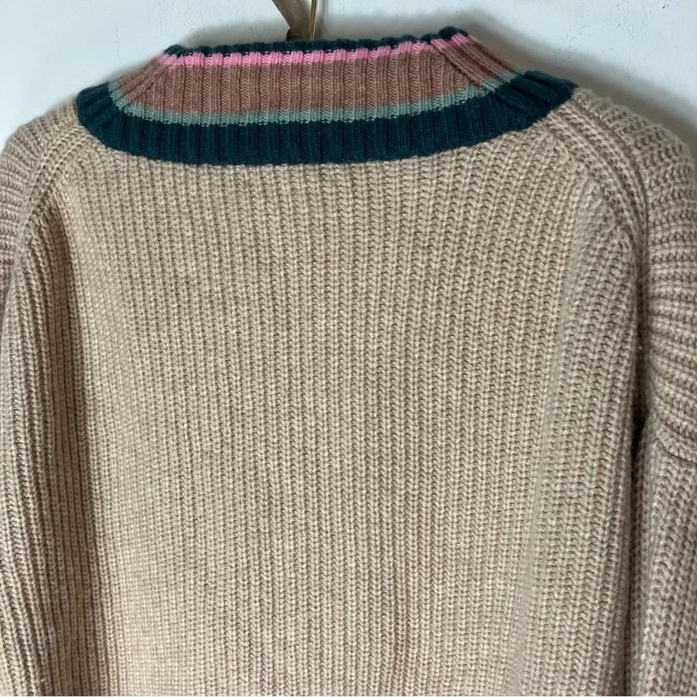 Madewell Tipped Forrest V-Neck Oversized Wool-Blend Sweater Medium - Picture 6 of 9